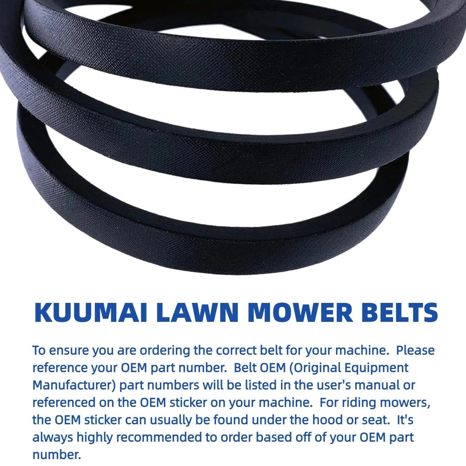 Kuumai belt next to ruler for scale ensuring accurate OEM-length fit