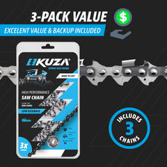 KUZA primer plano de dientes afilados mostrando eficacia de corte