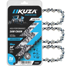 KUZA cadena frontal en paquete mostrando longitud y compatibilidad