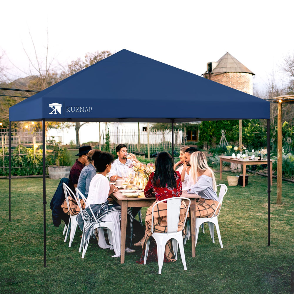 KUZNAP canopy over backyard gathering illustrating shade for guests benefit
