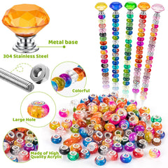 KVCSYAW threaded rod with crystal stopper detail showing stainless steel strength and sparkling topper