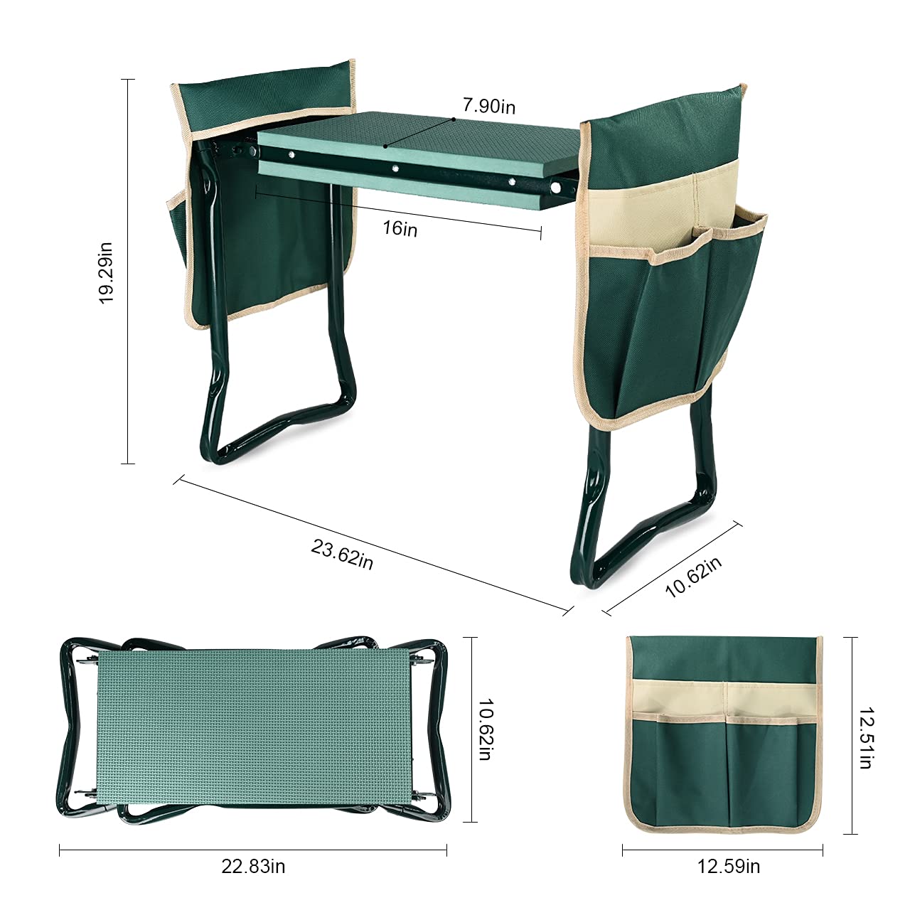 KVR asiento elevado en jardín para trabajar cómodo largas horas
