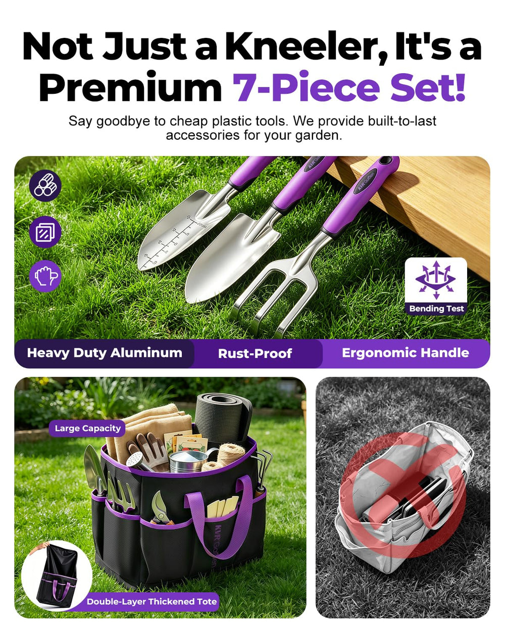 KVR double-layer tote open showing organized storage and durable carry benefit