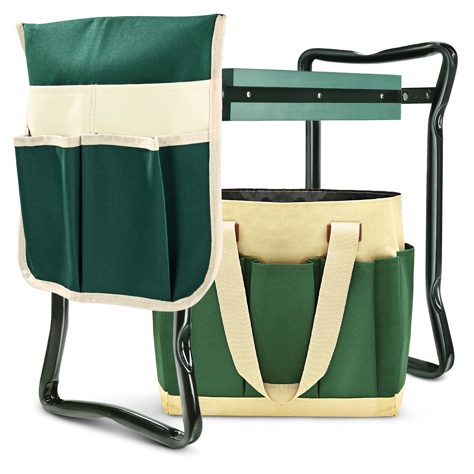 KVR front view folded bench showing compact portability and sturdy frame