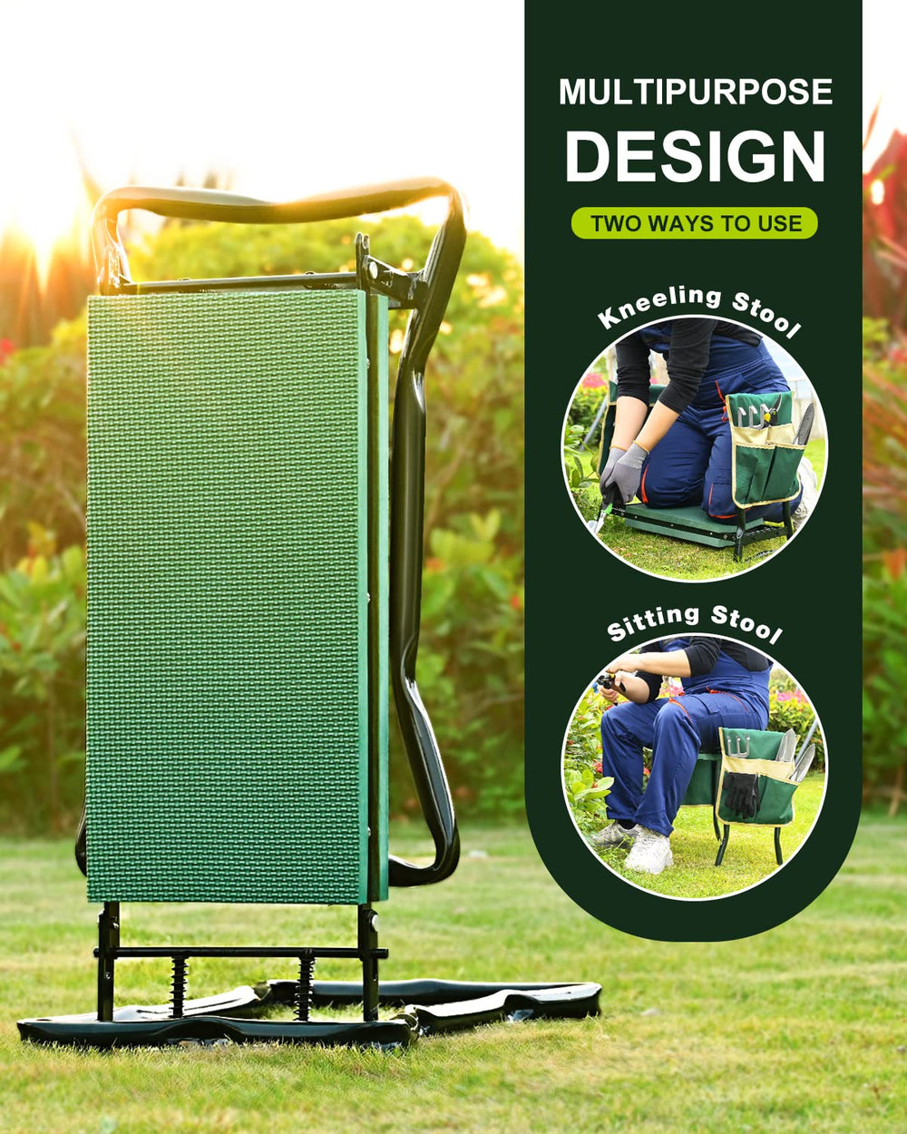 KVR tool bag attached with pockets organizing trowel and gloves for convenience