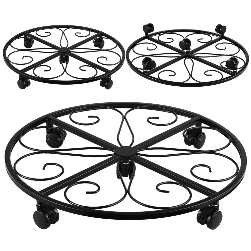 KvyusFlourish three-pack front view showing sturdy black metal caddies and mobility