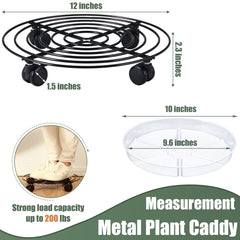 KvyusFlourish plant caddy assembled under a large planter for effortless relocation benefit