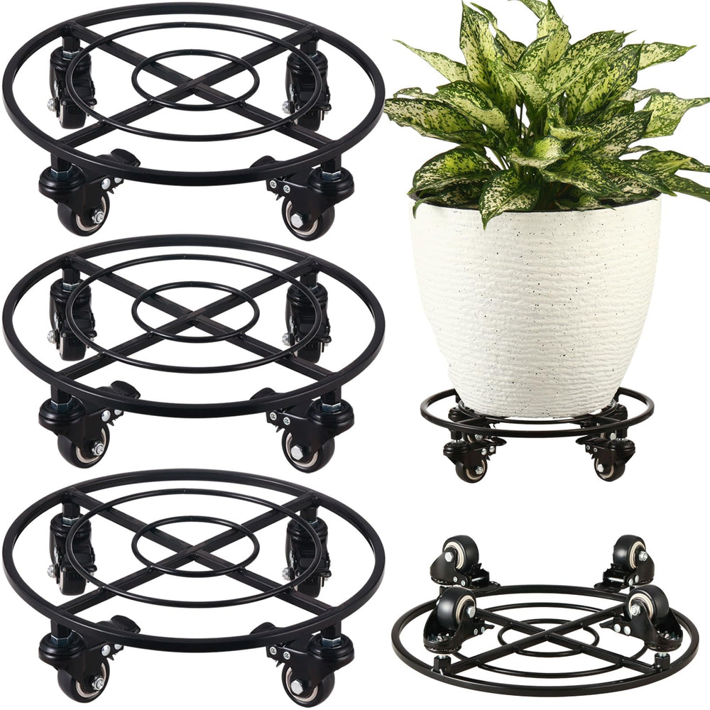KvyusFlourish front view of 3-pack plant caddies showing compact storage and convenience