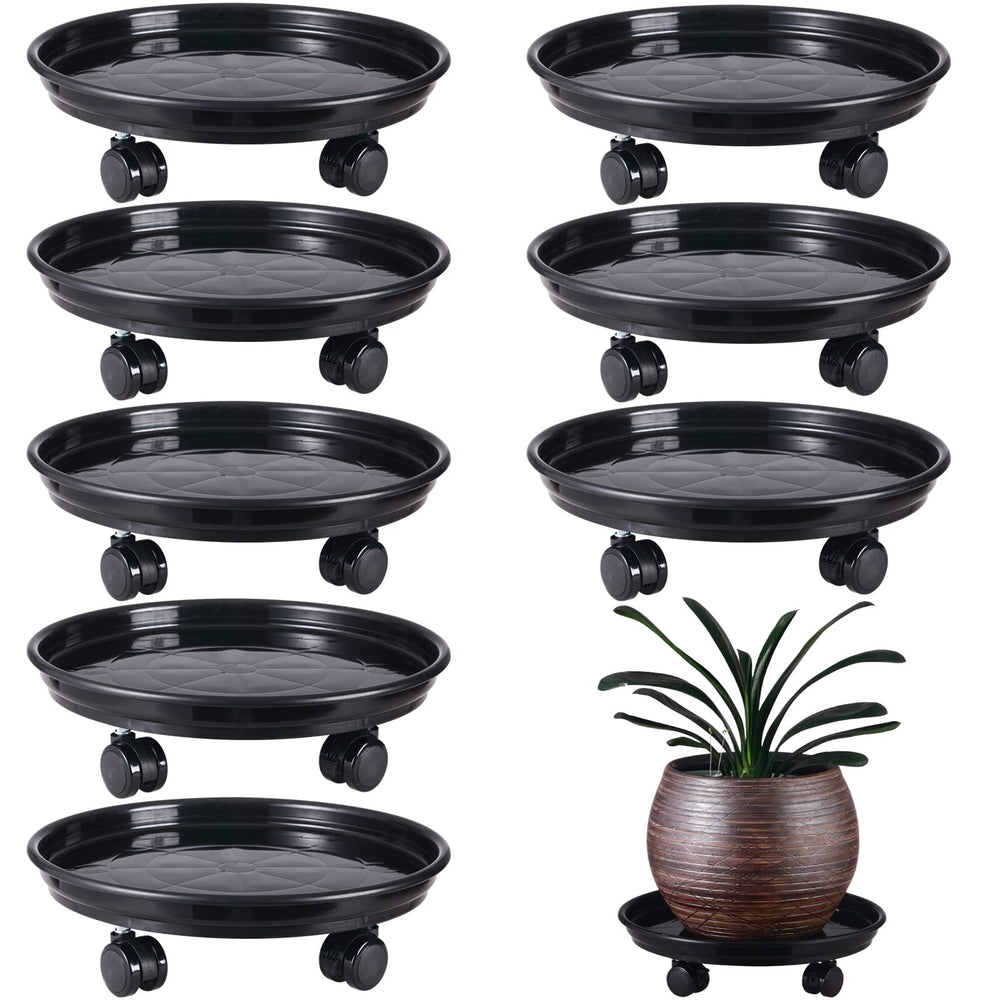 KvyusFlourish front view of pack of eight plant caddies showing size and design for easy moving