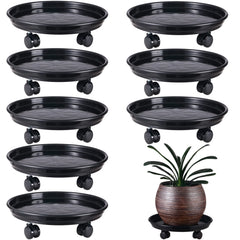 KvyusFlourish front view of pack of eight plant caddies showing size and design for easy moving