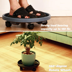 KvyusFlourish in use with large ceramic pot rolled easily across wood flooring