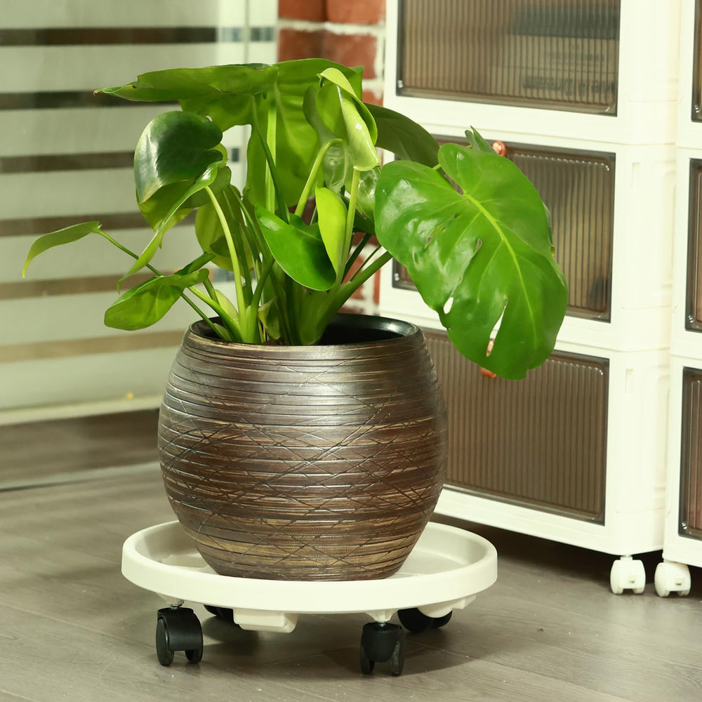 KvyusFlourish caster locked to secure heavy planter in place