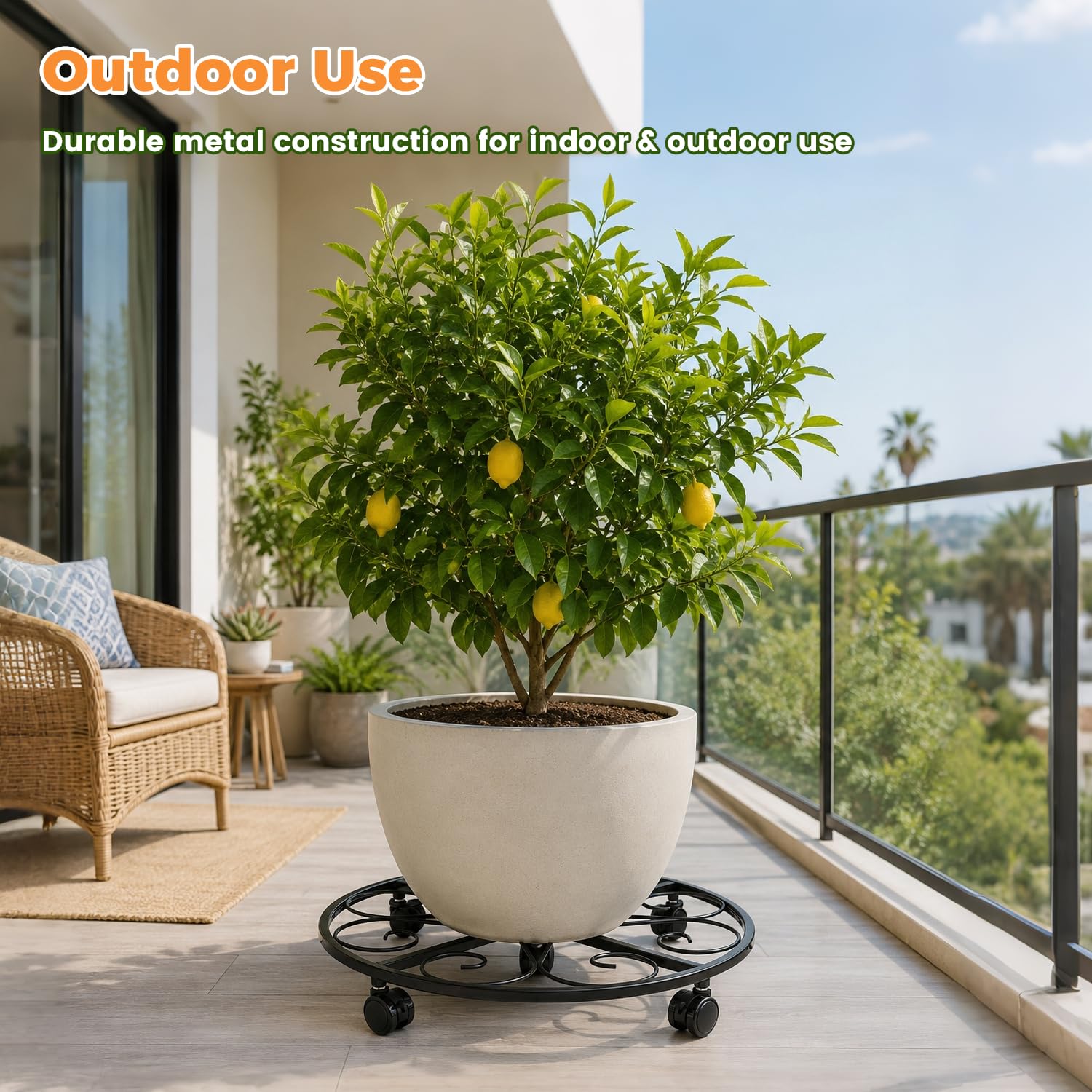 KvyusFlourish outdoor patio scene with potted plants moved for sunlight and styling