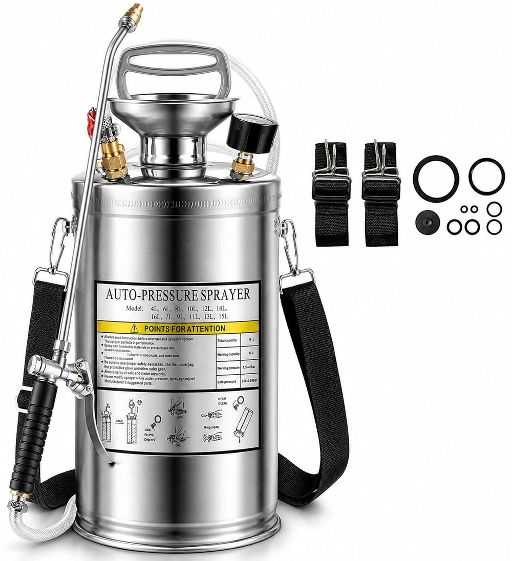 Kweetle front view stainless sprayer showing durable construction and long life