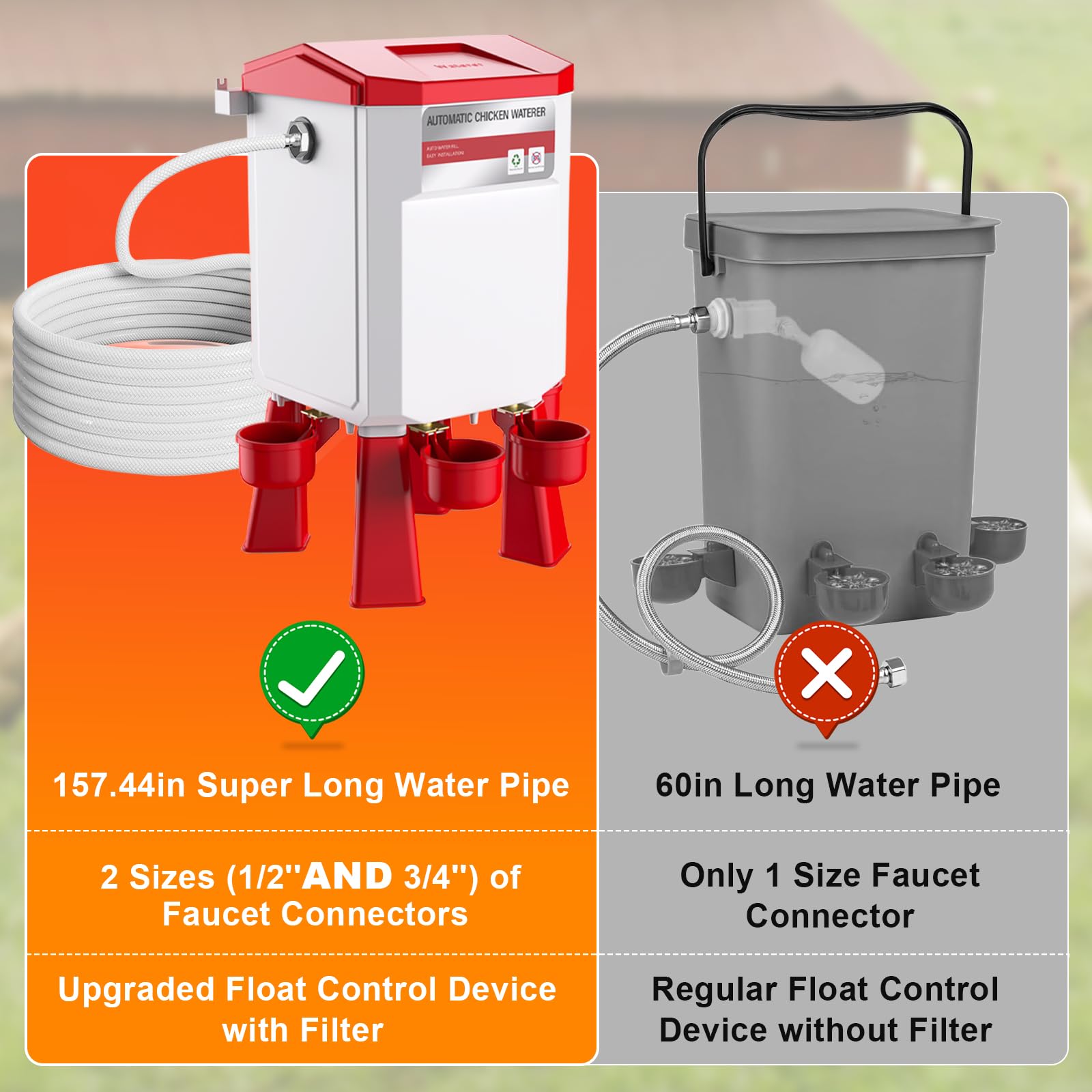 Kweetle hose and adapter connection demonstrating long-reach faucet compatibility
