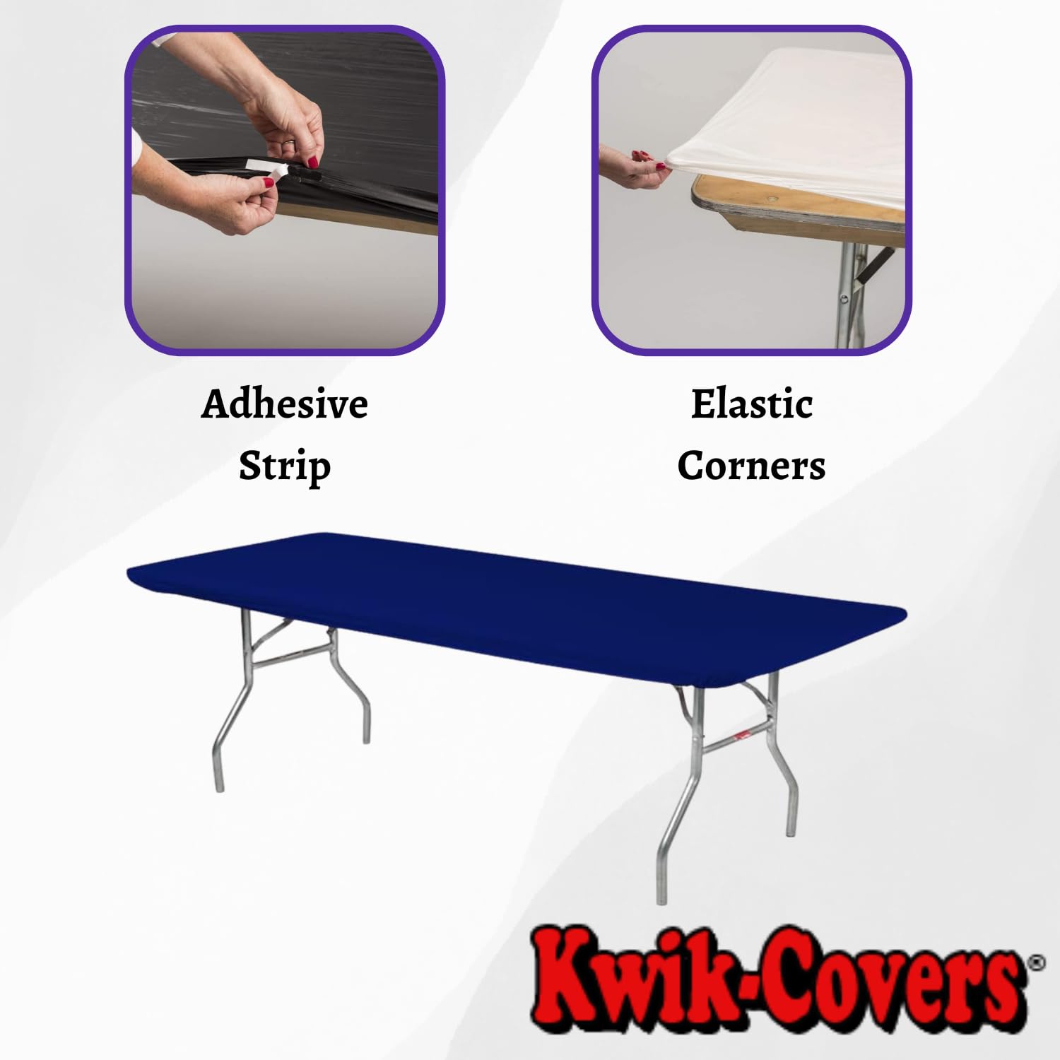 Kwik-Covers 4-inch adhesive strip detail demonstrating extra hold