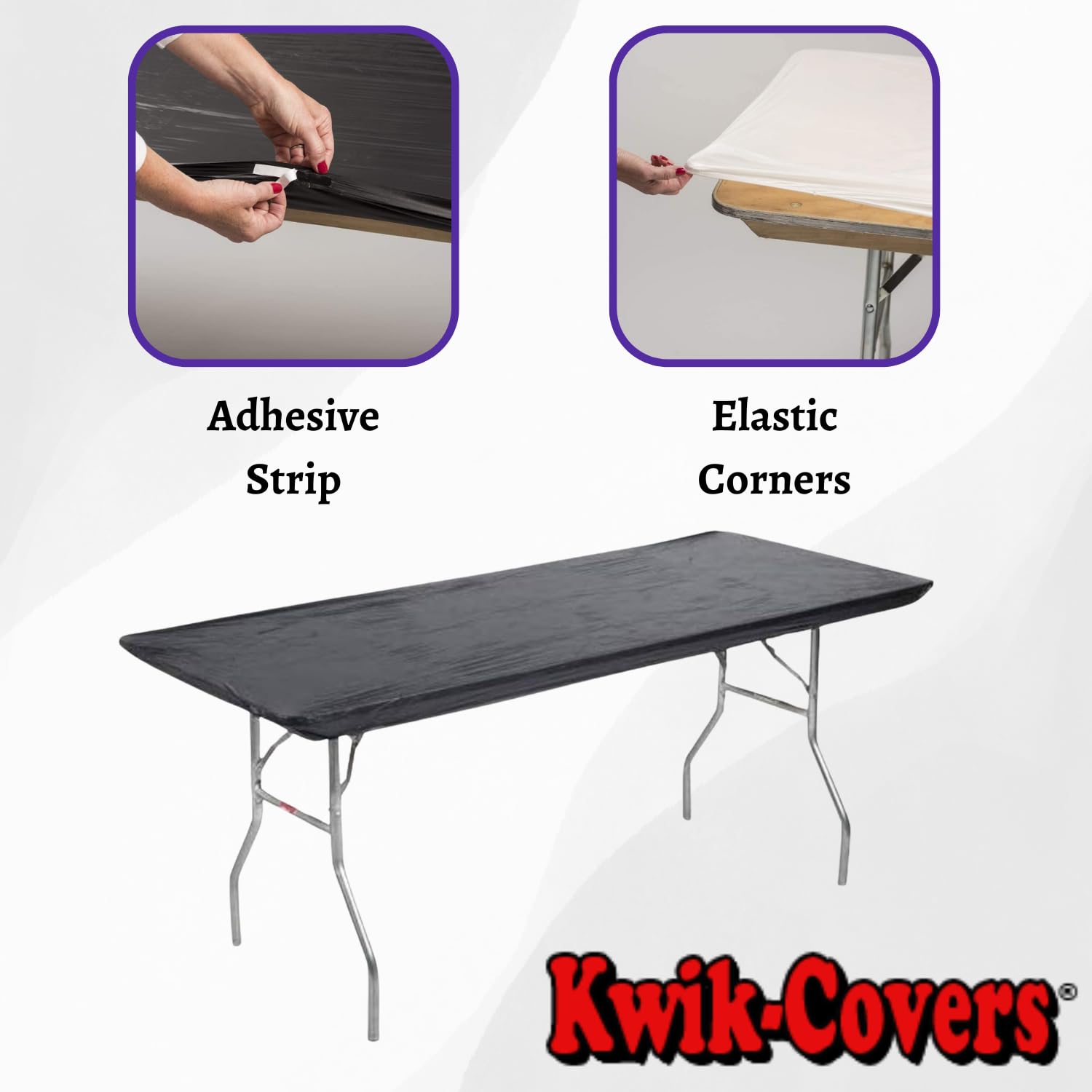 Kwik-Covers 4-inch adhesive strip close-up for added wind resistance