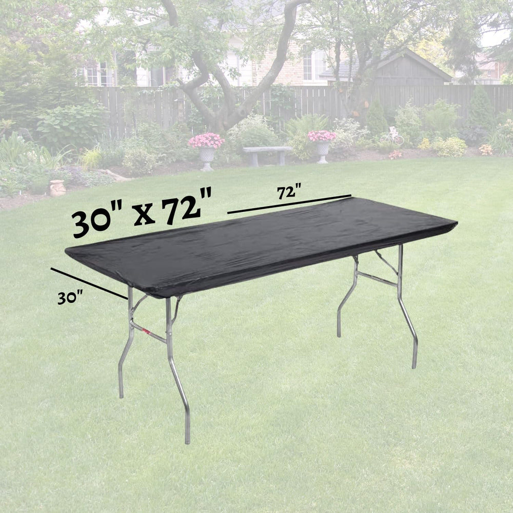 Kwik-Covers on a 6-foot table front view offering tidy event presentation