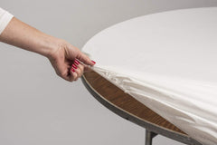 Kwik-Covers close-up of elastic hem demonstrating secure fit and wind resistance