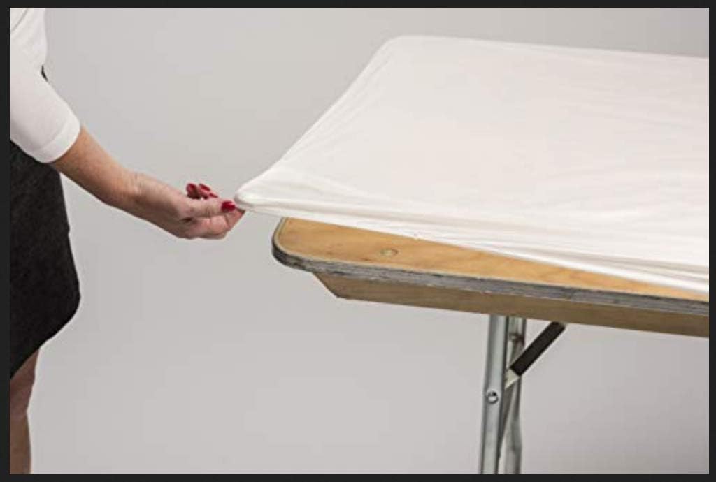 Kwik-Covers at a party table setup showing light blue decor coordination and professional look