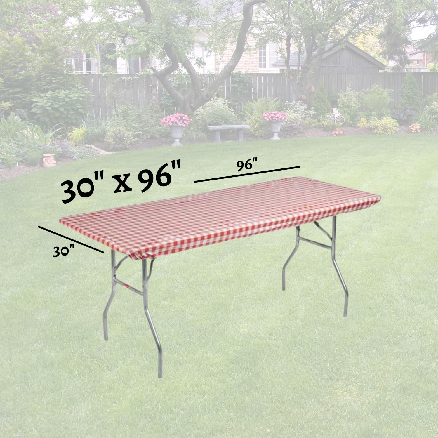 Kwik-Covers on an 8-foot table outdoors showing wind-resistant fit