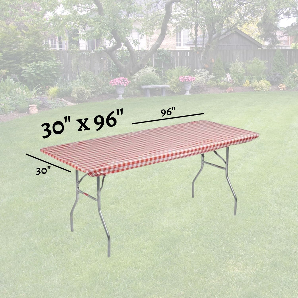 Kwik-Covers on an 8-foot table outdoors showing wind-resistant fit
