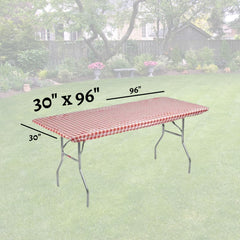 Kwik-Covers on an 8-foot table outdoors showing wind-resistant fit