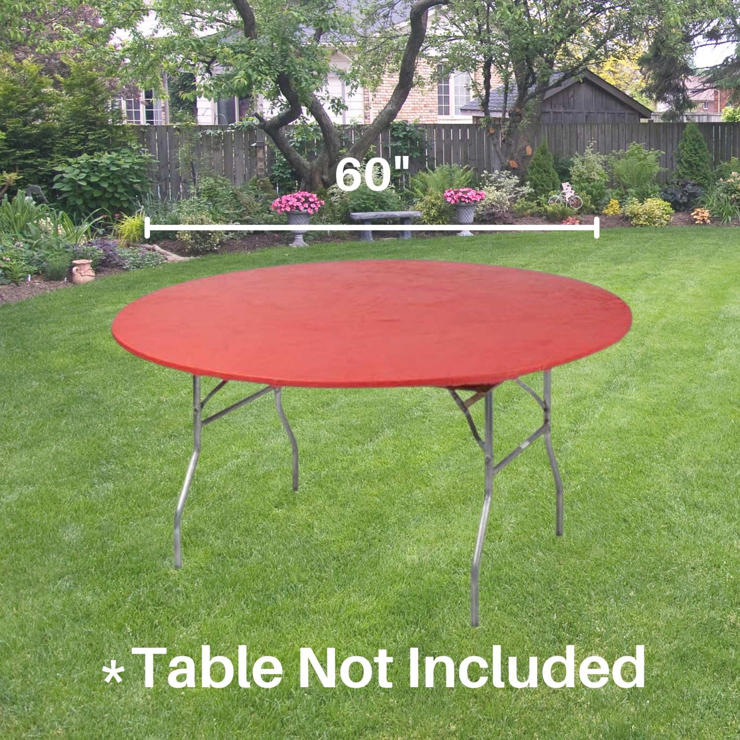 Kwik-Covers fitted on a 60-inch table showing neat, wrinkle-free appearance
