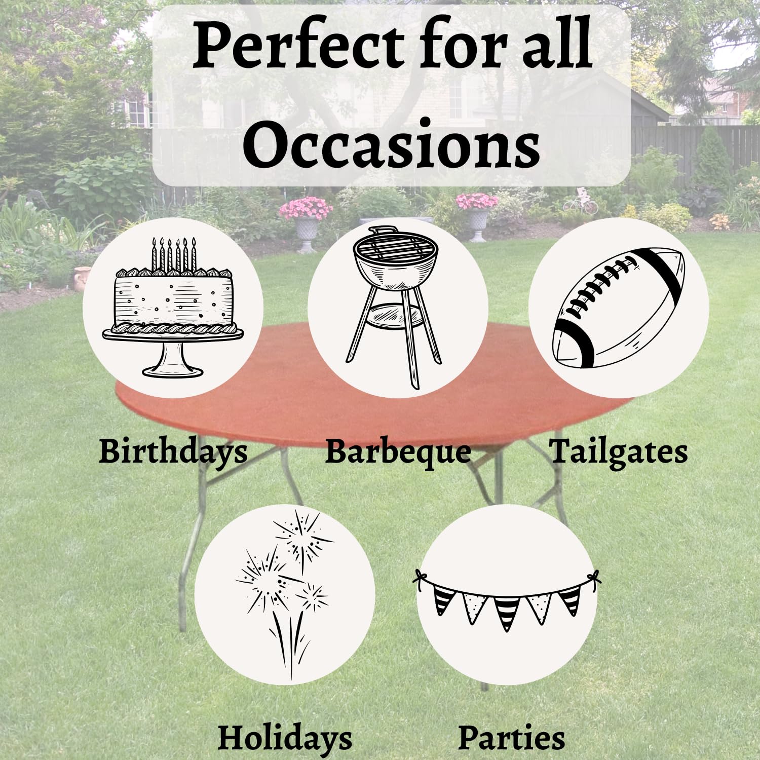 Kwik-Covers on outdoor table resisting light wind for stable events