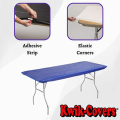 Kwik-Covers royal blue close-up of elastic corner showing secure hold