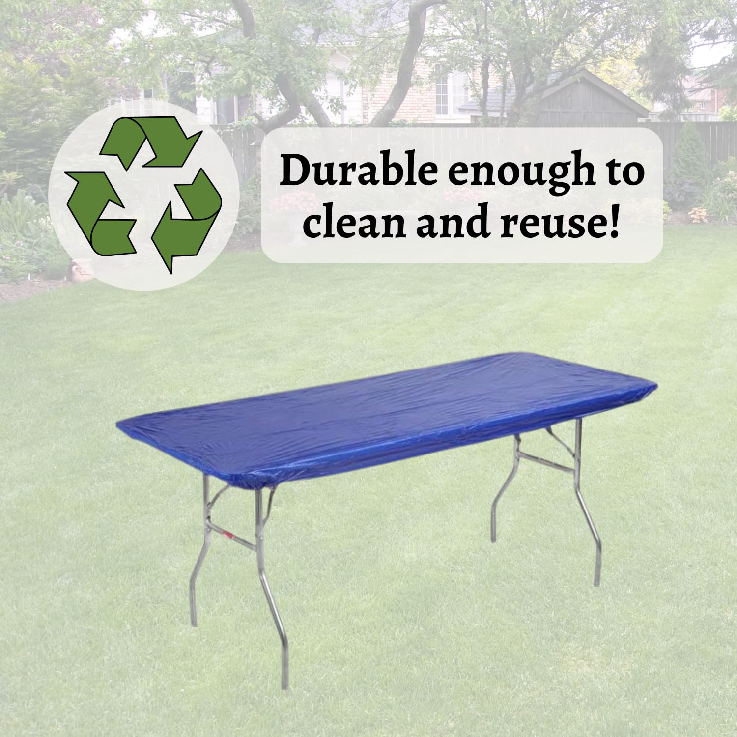 Kwik-Covers royal blue on outdoor patio table showing wind-resistant fit