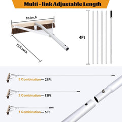 KYEEN-TOOLS fully extended rake in use reaching high roof safely
