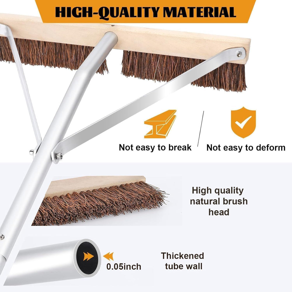 KYEEN-TOOLS rake next to gutter demonstrating reach and clearance benefit