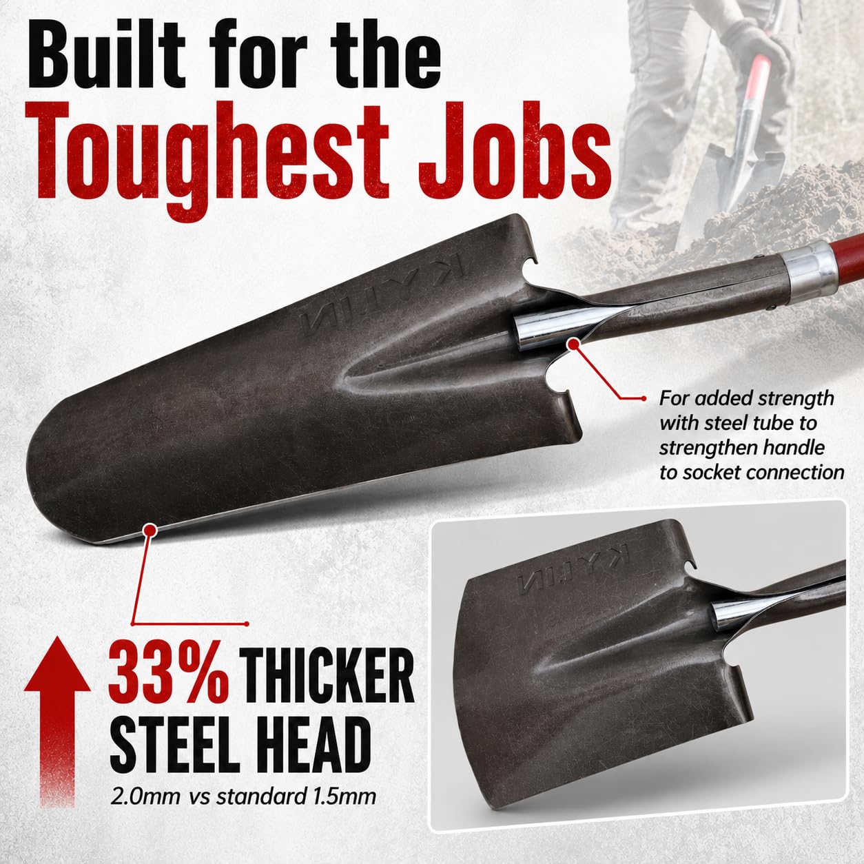 KYLIN fiberglass handle detail highlighting impact resistance and comfort