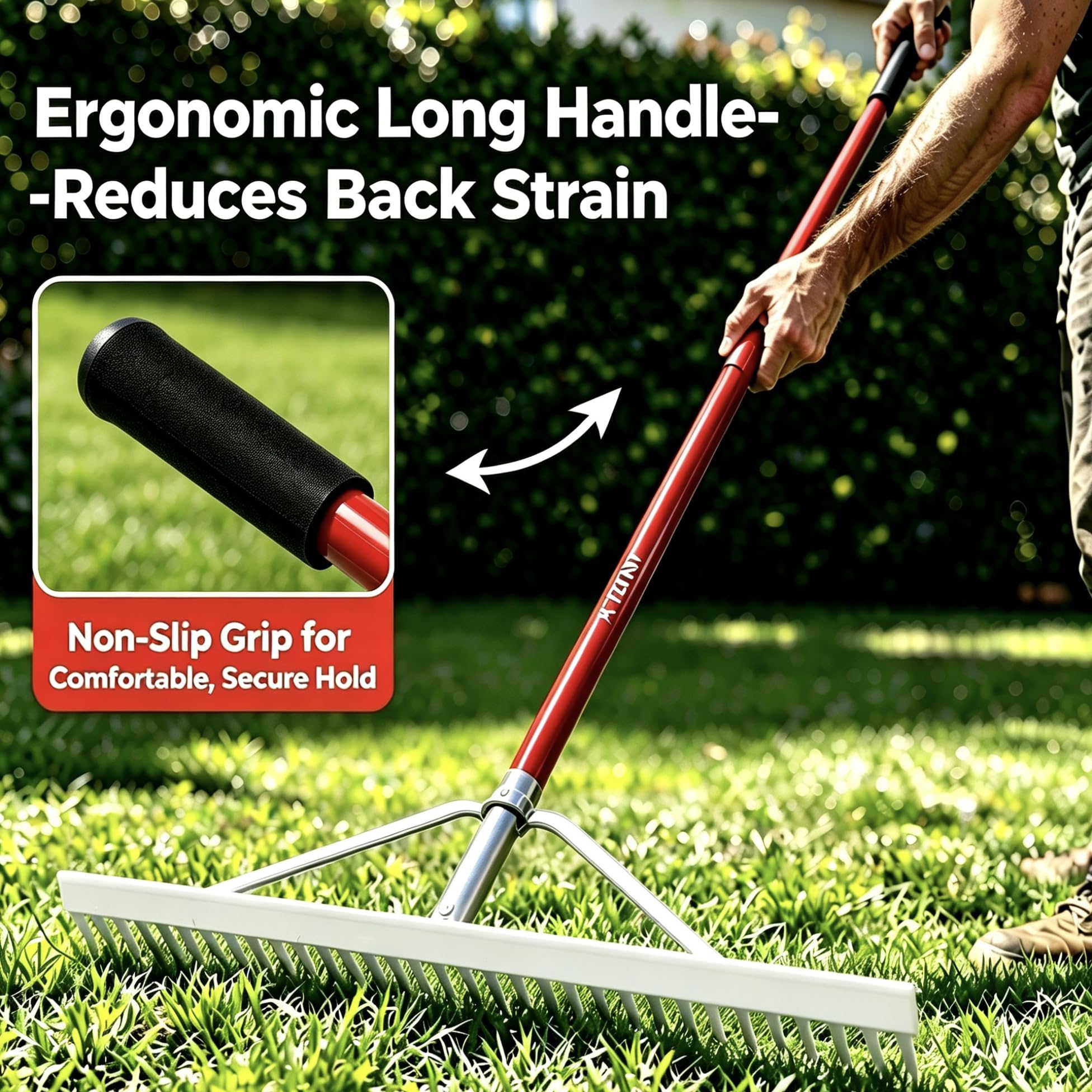 KYLIN handle end detail highlighting 66-inch lightweight handle for reduced fatigue