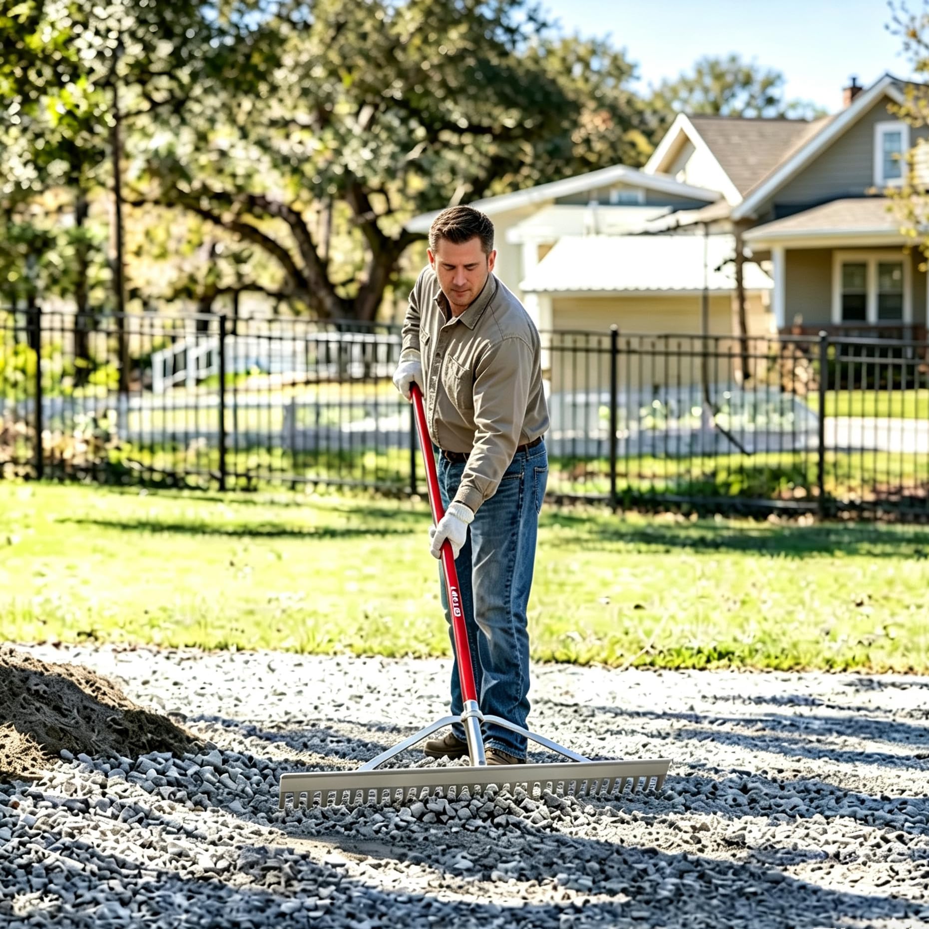 KYLIN leveling edge in use smoothing gravel for consistent surface finish