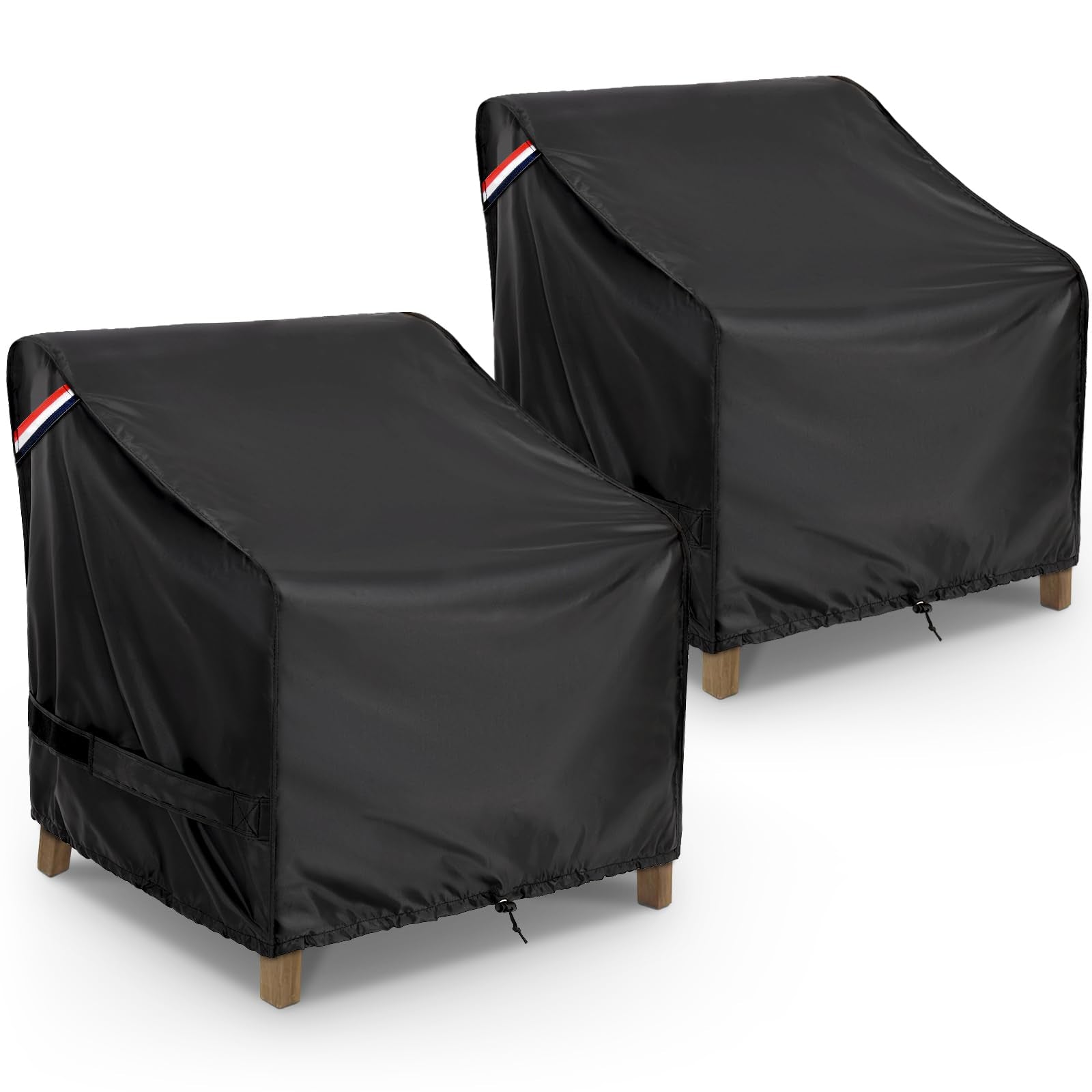 KylinLucky front view of two covers protecting chairs showing full coverage benefit