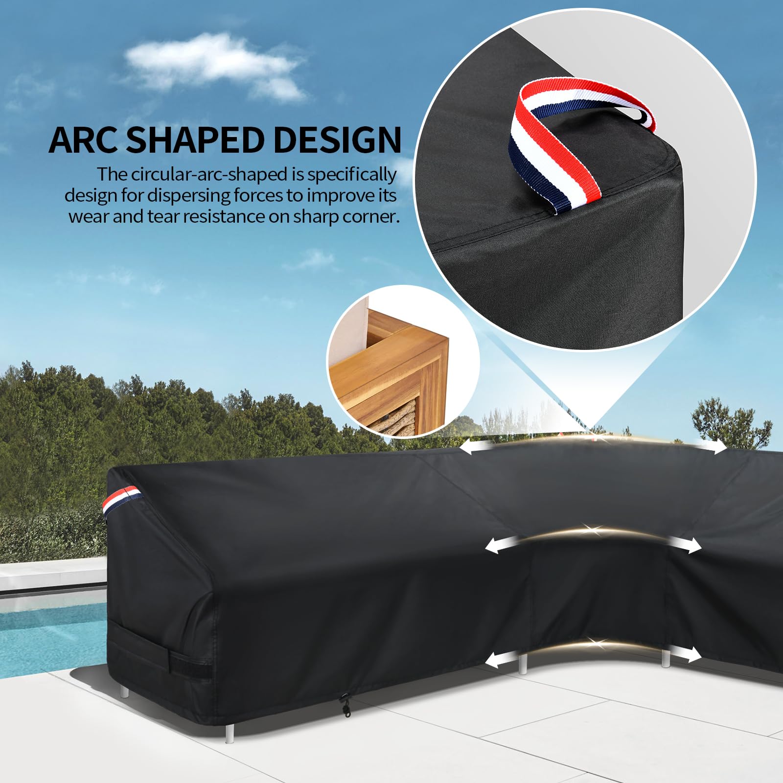 KylinLucky covered sectional on deck illustrating all-weather outdoor protection