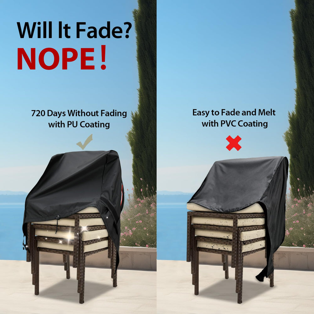 KylinLucky covered stacked patio chairs ready for weather protection
