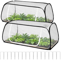 KYRGEU front view of pop-up raised bed cover showing full protection benefit
