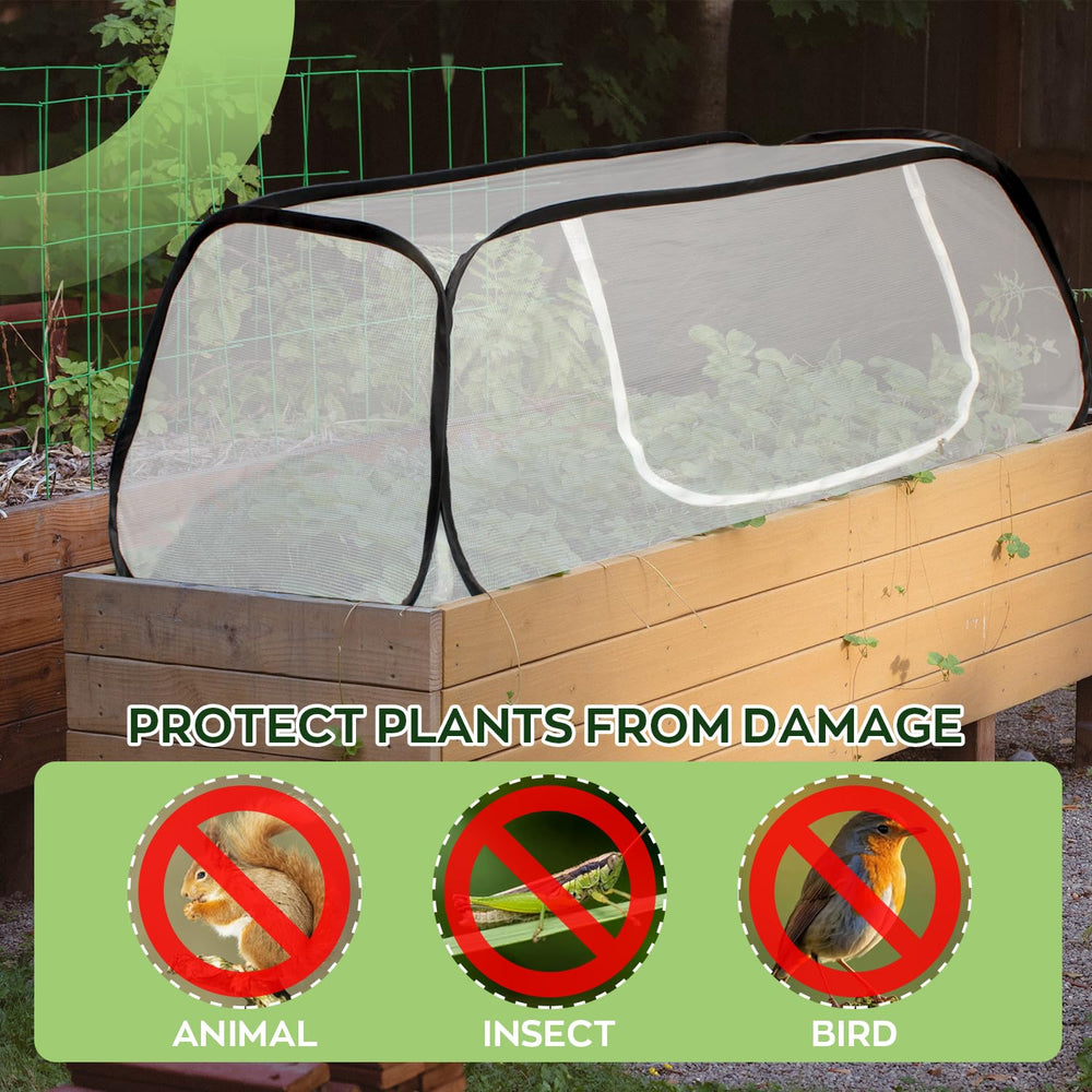 KYRGEU cover on a raised bed showing scale and fit for a 45x22x18 bed