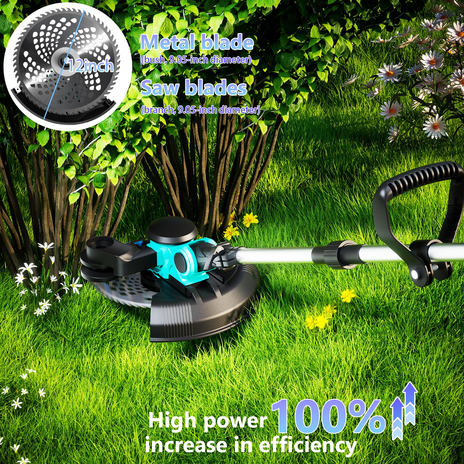 KZBUFCXZ trimmer cutting grass on lawn for faster, wider coverage