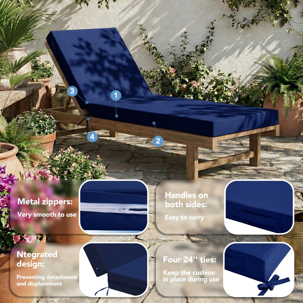 L'AGRATY cushion on poolside lounger demonstrating weather-ready comfort