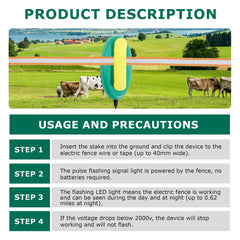 L-FENCE LYDITE clipped to fence tape illustrating easy installation on wide tape