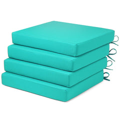 LA COUSSIN front view of teal cushion set showing neat packaging and color