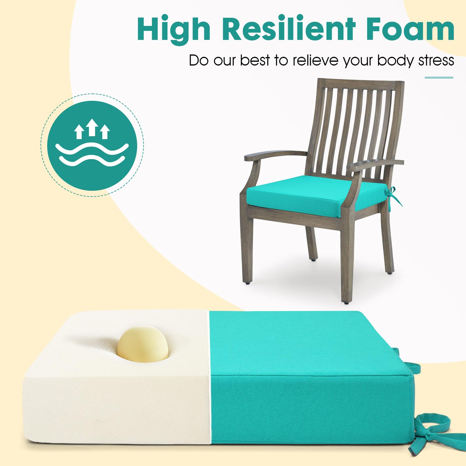 LA COUSSIN four cushions styled on patio chairs for instant comfort
