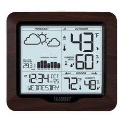 La Crosse Technology console with backlight on for easy nighttime readability