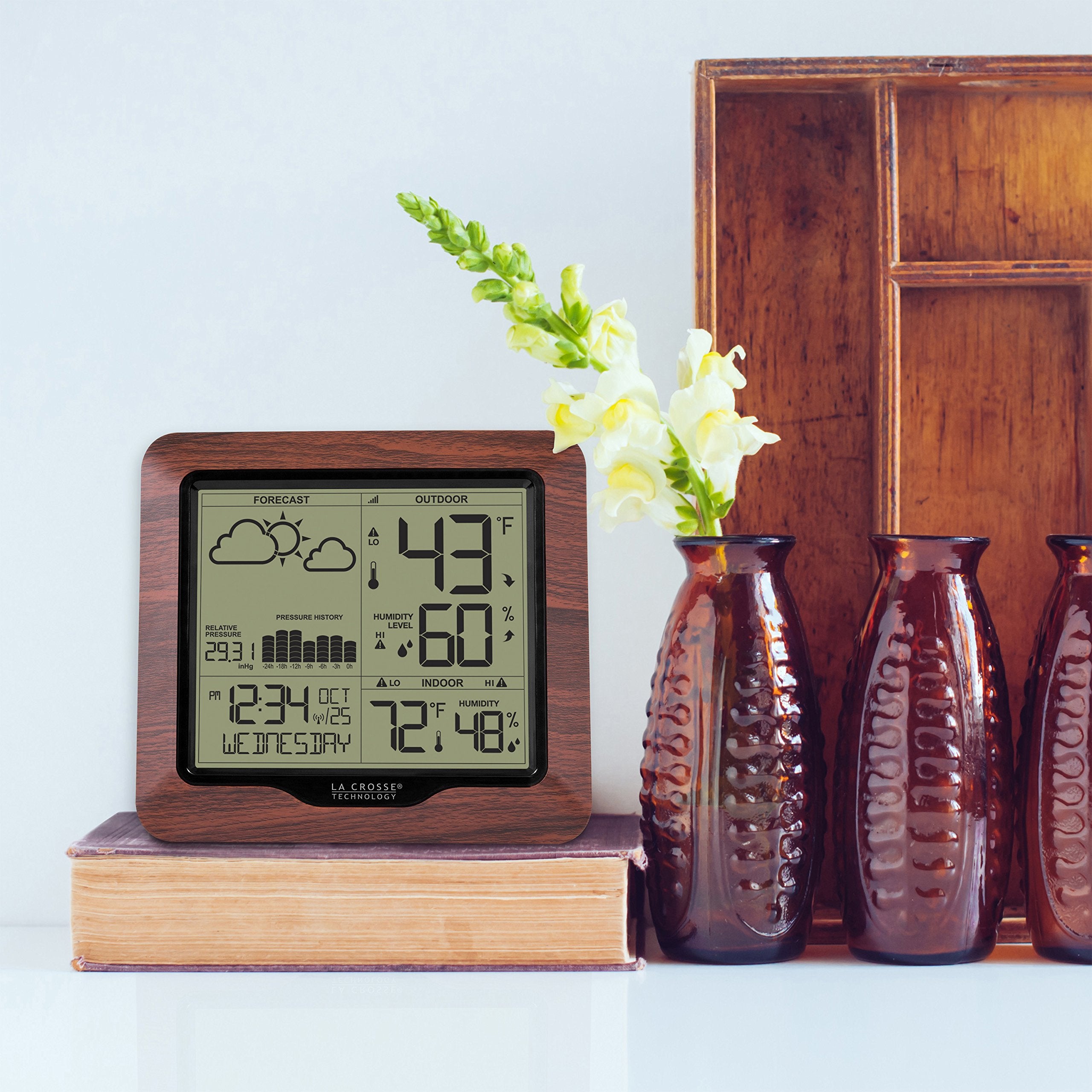 La Crosse Technology forecast station on kitchen counter providing instant weather awareness