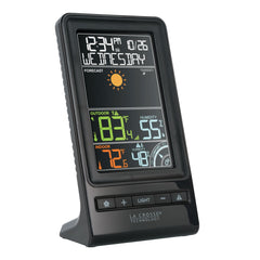 La Crosse display positioned on kitchen counter giving immediate indoor/outdoor climate data