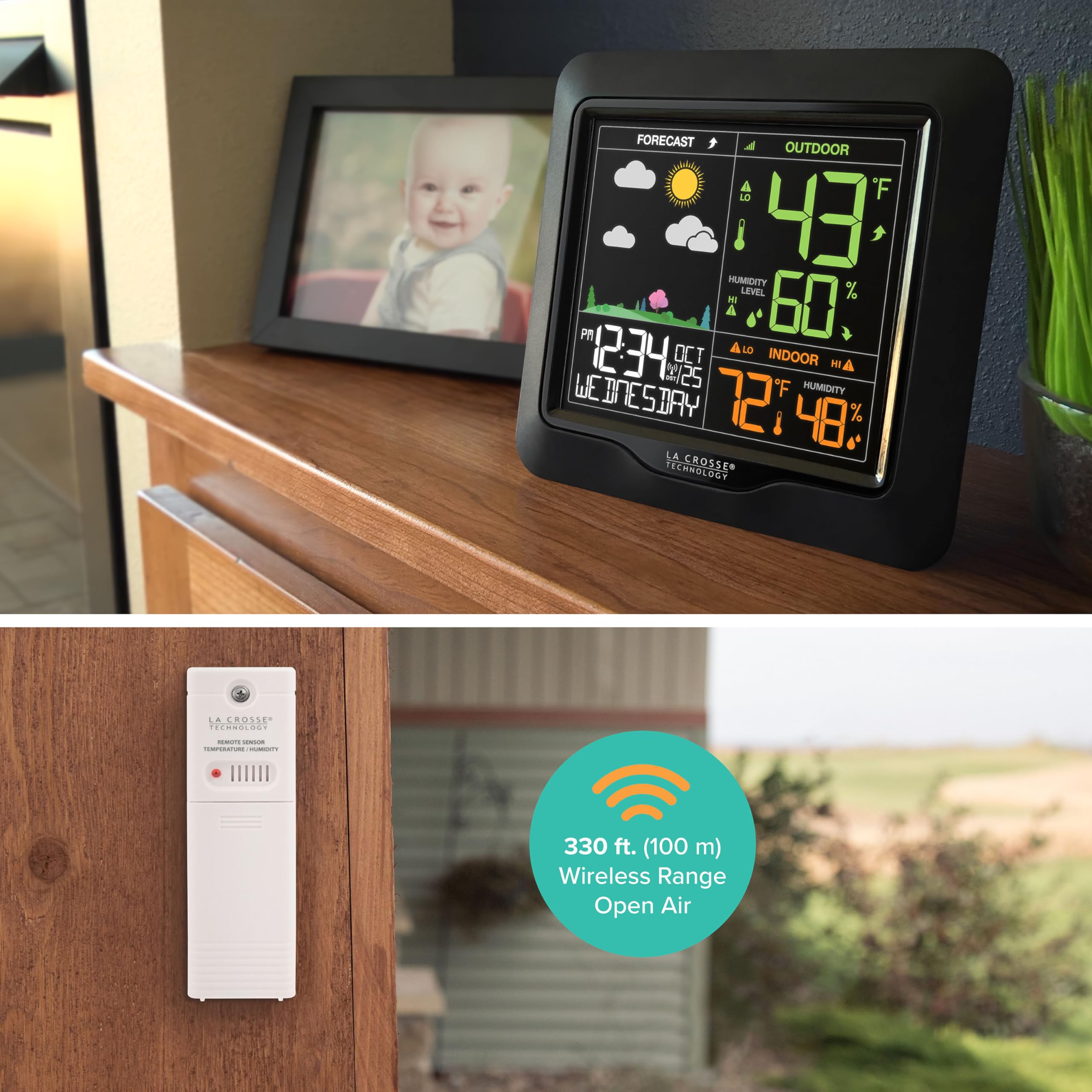 La Crosse Technology outdoor sensor weather-resistant body transmitting accurate outdoor readings